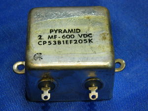 2MF 600Vdc  PIO , oil paper capacitor Sprague Pyramid, Cornell-Dubilier, Gudemann made in  USA  