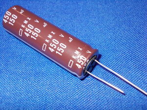 150uF 450Vcc condensatore elettrolitico Nippon Chemicon KMX 105° 59x18