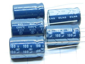 100MF 100Vdc capacitor ELNA  21.5x12,5  (n.5pcs.)