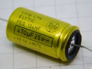 470MF 25Vdc axial capacitor RIFA Elytic