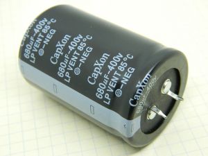 680uF 400Vdc capacitor CapXon LP VENT 85° Snap-in