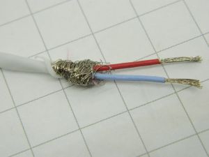Shielded cable 2xAWG22 Teflon white Rhodium