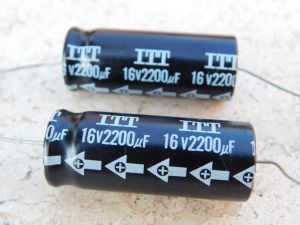 2200MF 16Vdc  axial capacitor  ITT vintage (n.2pcs.)