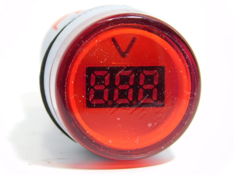 Voltmetro digitale rotondo da incasso colore Rosso
