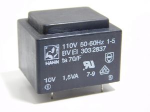 Transformer encapsulated 110V - 10V  1,5VA  BVEI 3032837 HAHN