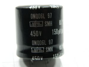 150MF 450Vdc capacitor NIPPON CHEMI CON  SMH  snap in