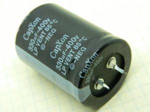 330MF 400Vdc capacitor CapXon LP VENT 85° Snap-in